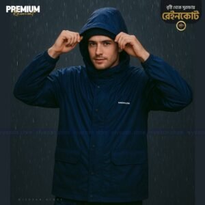 100% Waterproof Heat sealing Raincoat for men (Navy Blue)