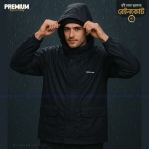 100% Waterproof Heat sealing Raincoat for men (BLACK)